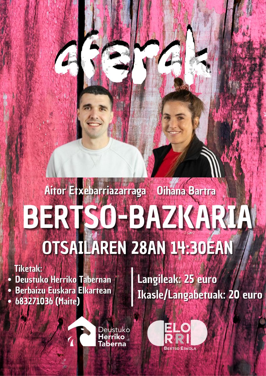 anderanakabe's tweet photo. Hementxe dugu aurtengo bertso bazkaria!! Punta-puntako bi bertsolari eta menu zoragarria, ba al dago plan hoberik?😉
🗓️ OTSAILAREN 28AN*
📍 DEUSTUKO HERRIKO TABERNAN
🕛 14:30EAN

Han itxarongo zaitugu!🤟🏼 https://t.co/0wG4fhjFxD