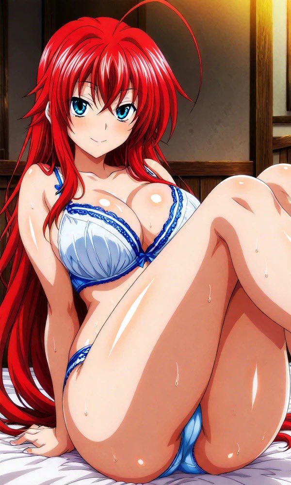 #SeductiveSundayᅠᅠᅠᅠᅠ

❝Really it has been cold lately~ . . . if you’d like, we can 𝙬𝙖𝙧𝙢𝙨 each other~!❞

As Rias herself in blue-white bras and panties, into alluring position of inviting [READERS] joins on bed with her.