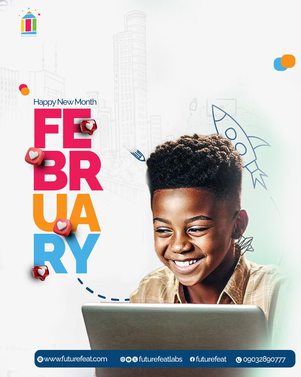 Happy new month from all of us at Futurefeat.

Welcome to the second month of the year, it's another chance to build skills that matters.

Here’s to more moments that shape the future.

Let’s make this month count.

#futurefeat #robotics #iot  #techforkids #innovationforkids