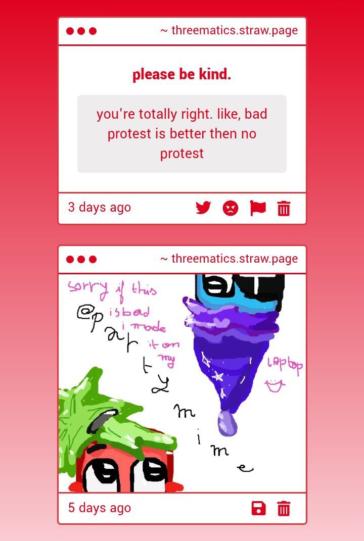 maticthree's tweet photo. I LOVE ALL OF THE DOODLES AND ART TYSM

for the two protest ones — yaa im just glad people care to protest at all

and for the other one, i probably shouldnt encourage this with my platform but i agree wholeheartedly. peaceful protests half the time are just one sided slaughters https://t.co/dVMR5JtTcC