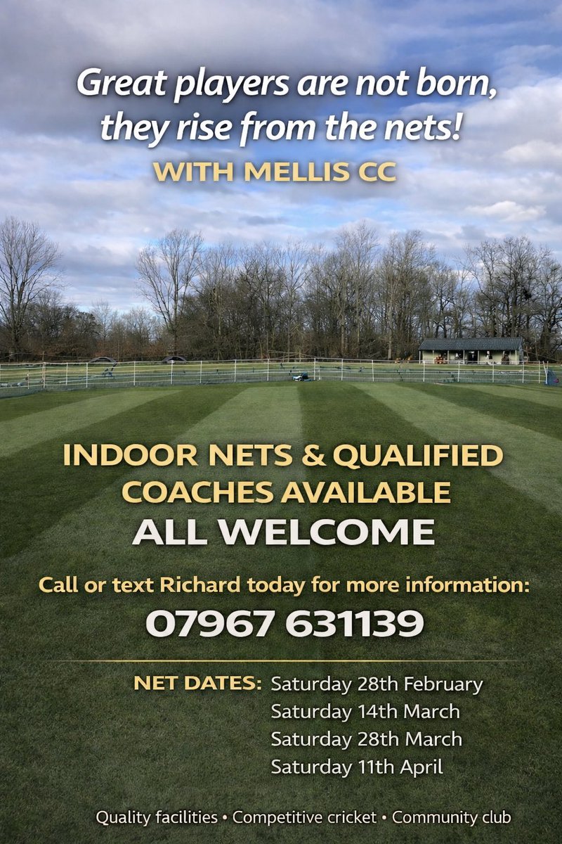 Melliscricket's tweet photo. Here we go !! 
Get in touch on the number below to get involved.. all very welcome- Boys, Girls, Men, Women,Young, Old , experienced or novice . https://t.co/2Dk2vLK94A