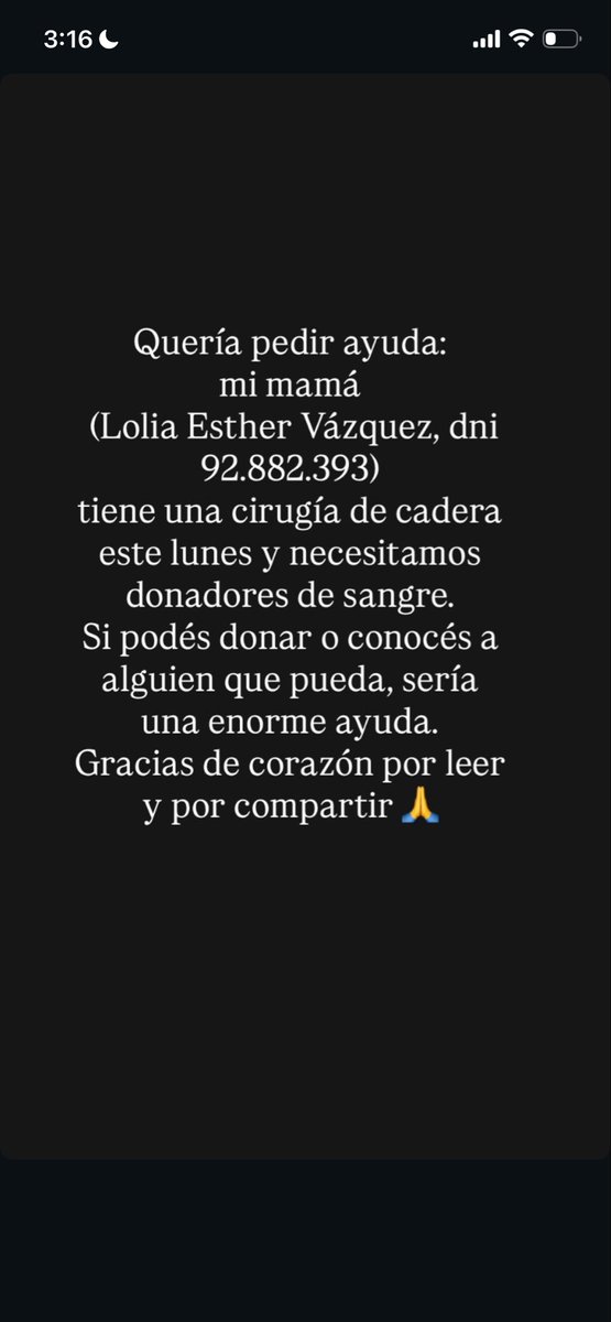 flormfp's tweet photo. Chicos la mamá de mi mejor amiga va a tener una cirugía de cadera y se necesitan dadores de sangre, les pido si me ayudan a difundir https://t.co/Hb67dIDHcB