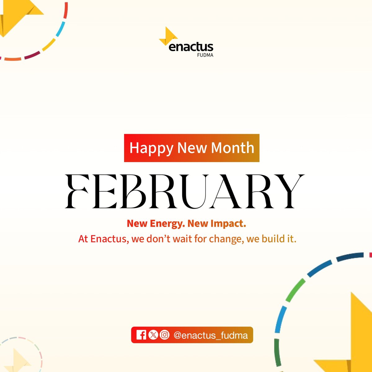fudmaenactus's tweet photo. Happy New Month โจ
A new month means new goals, fresh energy, and renewed commitment to creating sustainable impact.
Letโs keep leading with purpose and innovation.
#HappyNewMonth #EnactusFUDMA #Feb2026 https://t.co/145Sx6y3ws