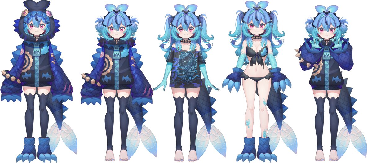 l4zufish's tweet image. GAO! here it is!! 🌋🌊

my full kaiju outfit and it's various evolutions!!! 🔥
a lot of the elements can be mixed &amp;amp; matched! 

HUGE thank you to my mama @Gunjou_row !!!