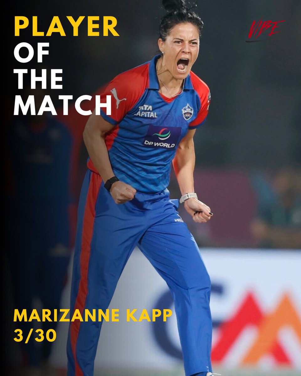 sportingvibe_'s tweet photo. DC Women outplay UPW in all departments
Player of the Match Marizanne Kapp 3 wickets of pure class
Laura Wolvaardt 47 anchors the chase to perfection
Finish line crossed. Playoffs qualified
@DelhiCapitals @kappie777 @LauraWolvaardt
#WPL2026 #TATAWPL #WPL #DCvUPW #DC #UPW #playoffs #WPL26