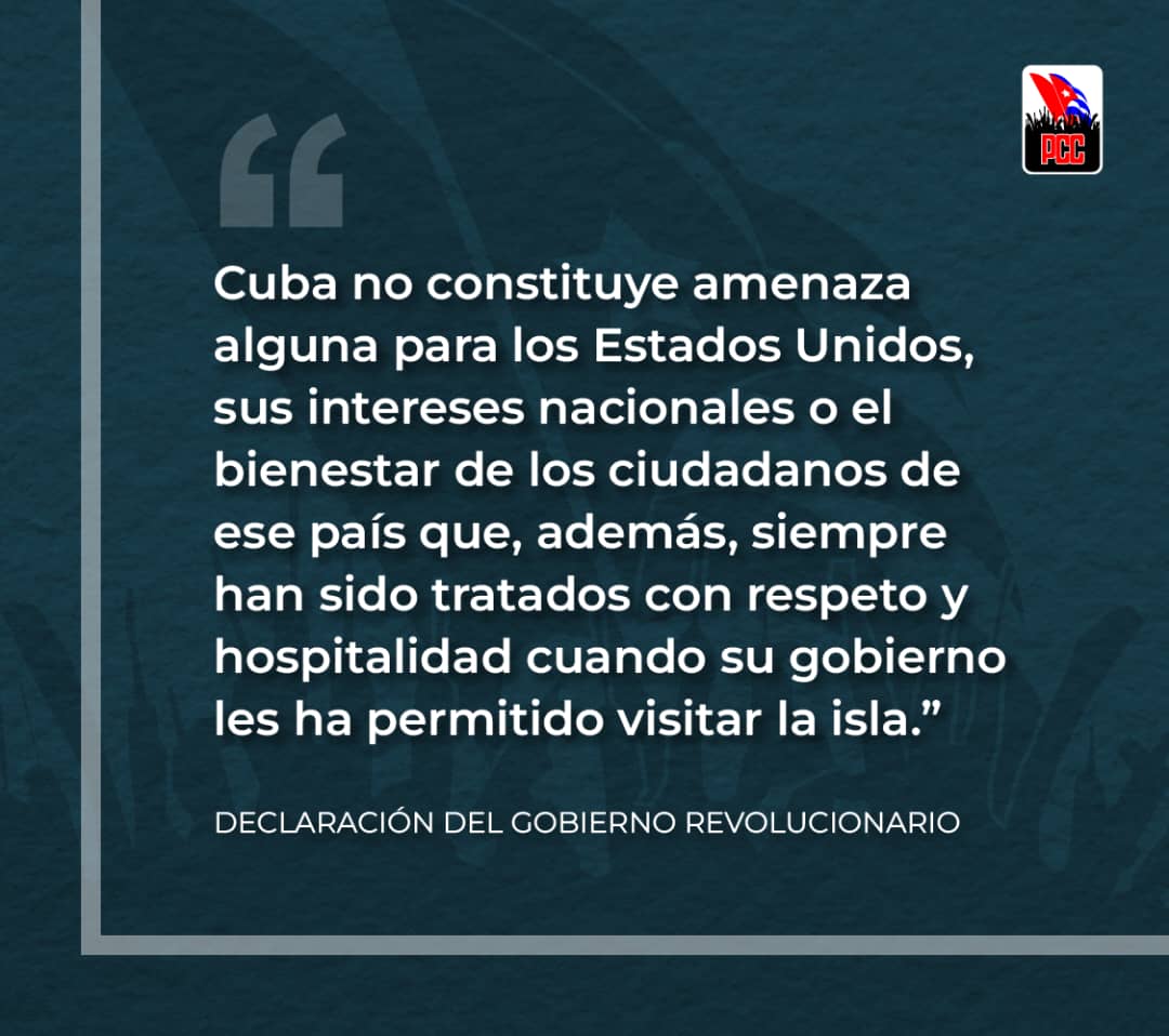 #CubaEstáFirme 

Tiene ante sí la comunidad internacional el reto ineludible de definir si un crimen de esta naturaleza podrá ser el signo de lo que está por venir o si prevalecerán la cordura, la solidaridad y el rechazo a la agresión, la impunidad y el abuso.”