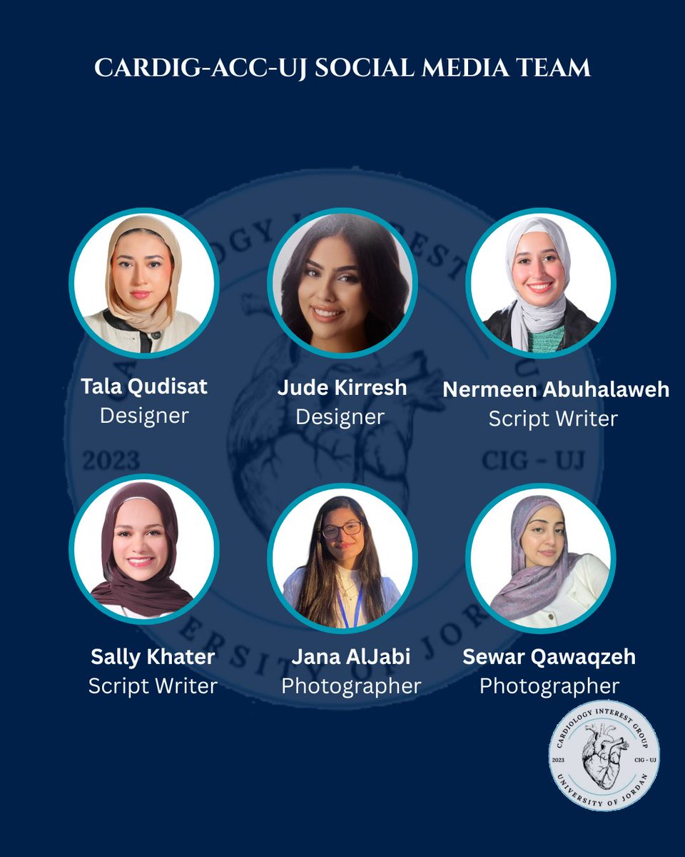 CIG_UJ's tweet photo. We are  excited to introduce our new Teams Officers of the Cardiology Interest Group at the University of Jordan 🌟
We’re confident each of them will make a meaningful impact, and we’re excited to see the energy and creativity they’ll bring across our teams. 🫀 #CIG https://t.co/BTWg7BIIYp