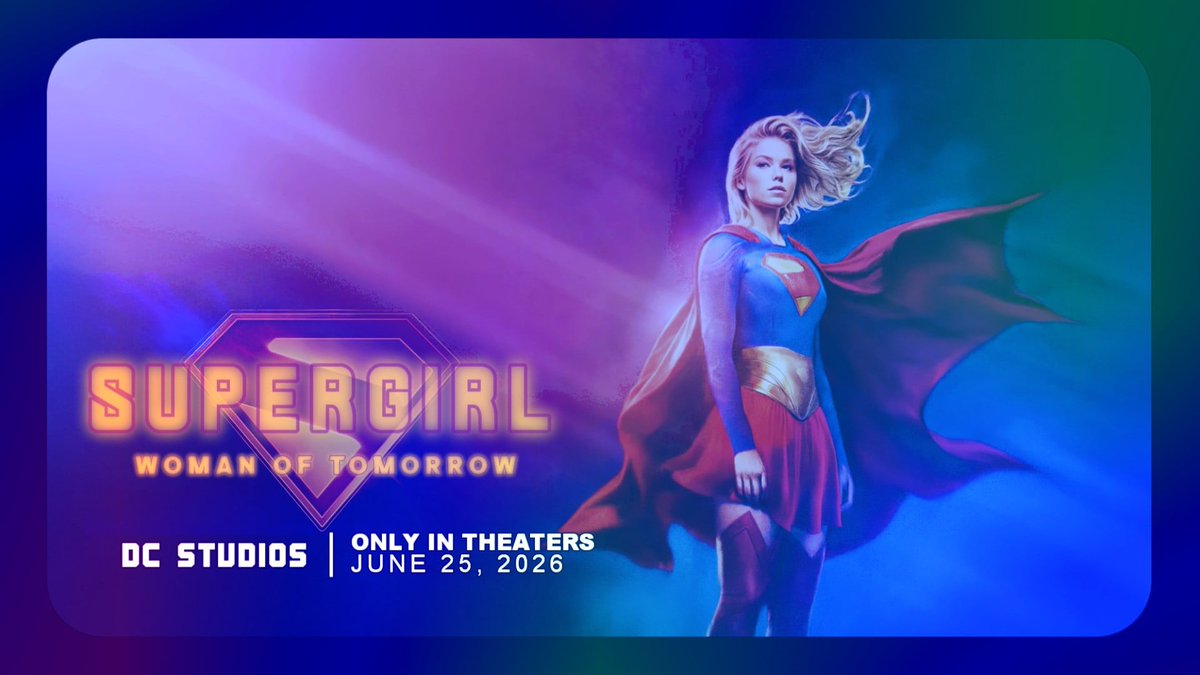 FSGentertain's tweet photo. Supergirl: Woman of Tomorrow Teaser Trailer | June 25, 2026 Only In Theaters - Übernächste Woche Montag 16 Uhr bei Filmatics auf YouTube. 😊👍
Zum Kanal: https://t.co/vXSZWGjkRB. 😉
#SupergirlWomanOfTomorrow, #Supergirl, #DCstudios, #Trailer, #Februar2026, #Filmatics, #YouTube https://t.co/7meuQstmFq