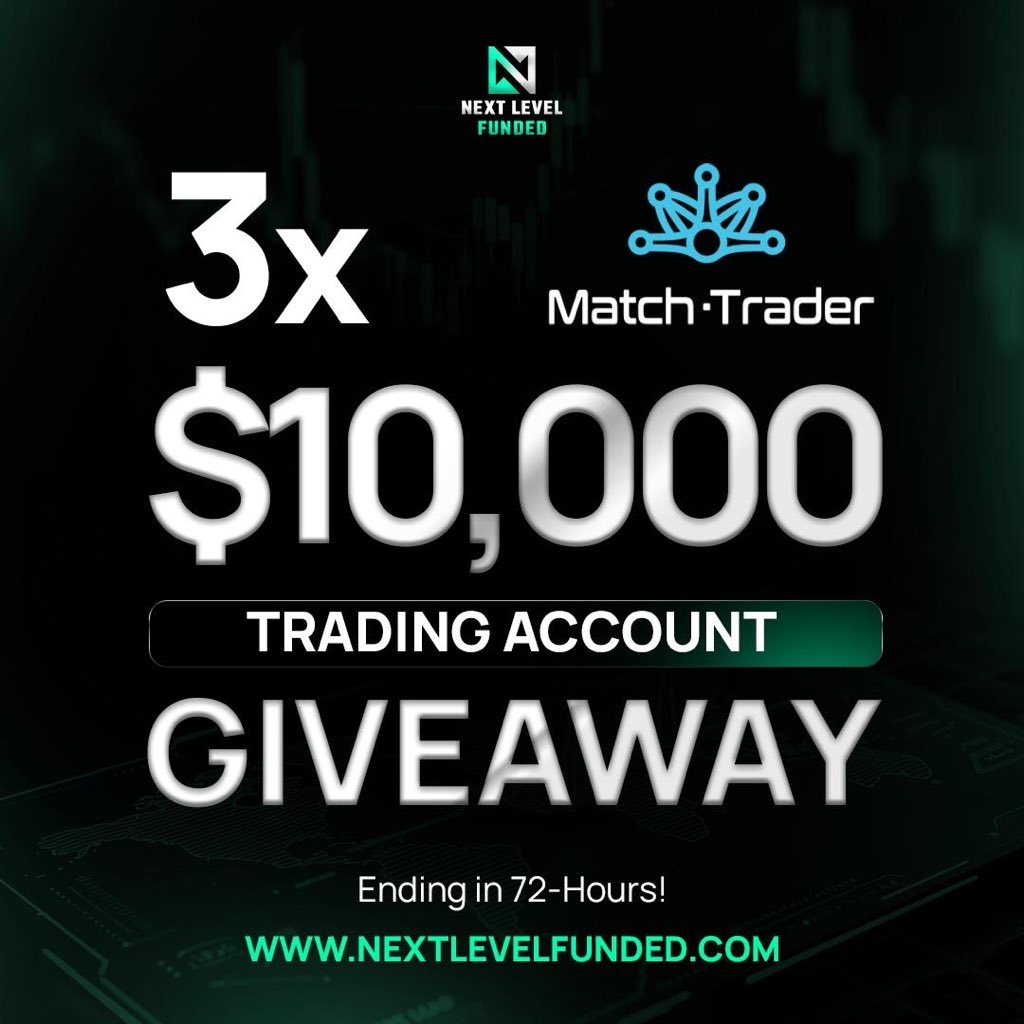 PropTradingHQ's tweet photo. 3x$10k account giveaway. 

1. Follow @NextLvlFunded &amp; @PropTradingHQ @jekzcharlez
@Yhung_Daxx
2. Like, Retweet and Tag 3 traders 
3. Engage with quoted Tweet

winners in 72 hrs using The Xpicker . Winners claim via Discord ticket. https://t.co/xYdmGsh2Xo