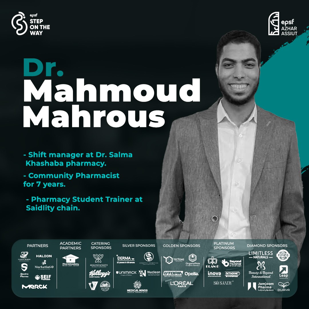 EPSF_Azhar_a's tweet photo. Experience turns knowledge into impact. 🩵✨

Welcoming Dr. Mahmoud Mahrous
Shift Manager at Dr. Salma Khashaba Pharmacy |
Community Pharmacist (7 years) | Student Trainer at Saidlity.

#Step_in_Stand_out 
#SOTW18 
#EPSF_Azhar_Assiut https://t.co/UDf5SAXpCw