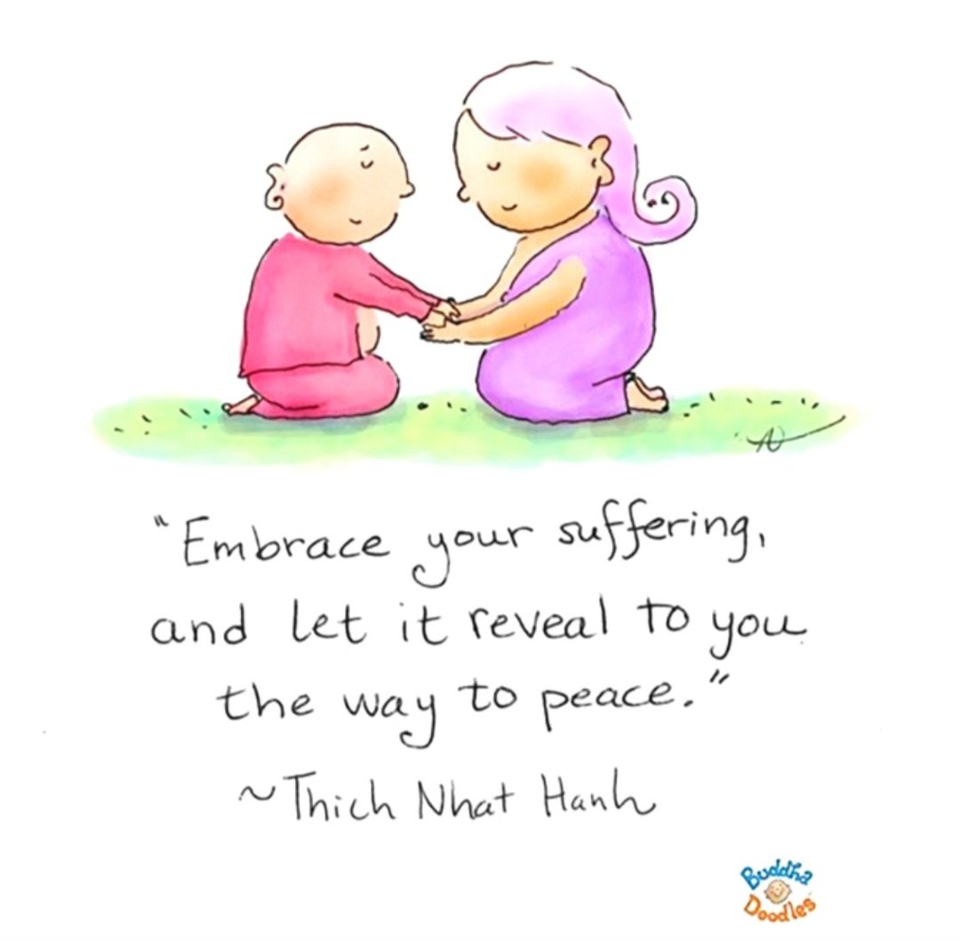 VegyPower's tweet photo. #Peace #SelfCareSunday

"Embrace your suffering, and let it reveal to you the way to peace."
- Thich Nhat Hanh

#Art by Molly Hahn @mollycules
for #BuddhaDoodles @BuddhaDoodles. https://t.co/vGkmxvrgWE