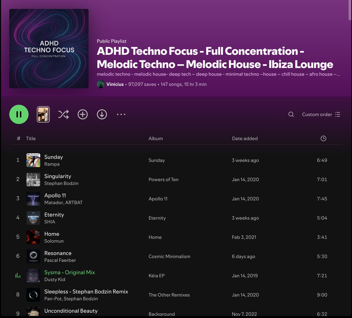 Spotify playlist screenshot