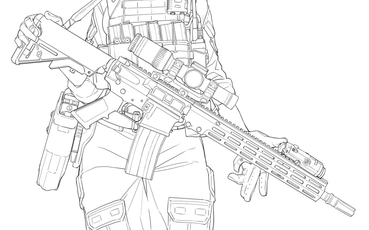 RT @desel_1: YOSONOKO wip たまにはちゃんと銃とか装備描く