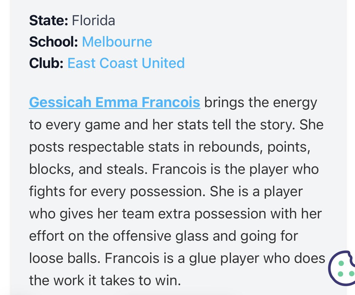 gessicah2027's tweet image. #ImpactPlayersWhoDotheWork
Thank you very much @hunterkeithl for the recognition. I really appreciate it.  #3rdrebounder #1stblocker @PGHFlorida @DuvalElite @CoachQswader @BFishHoops @nextlevelhoopzz @mel_girlsBB @BTNScouting @JrAllStarBB @SUTSReport @WorldExposureWB