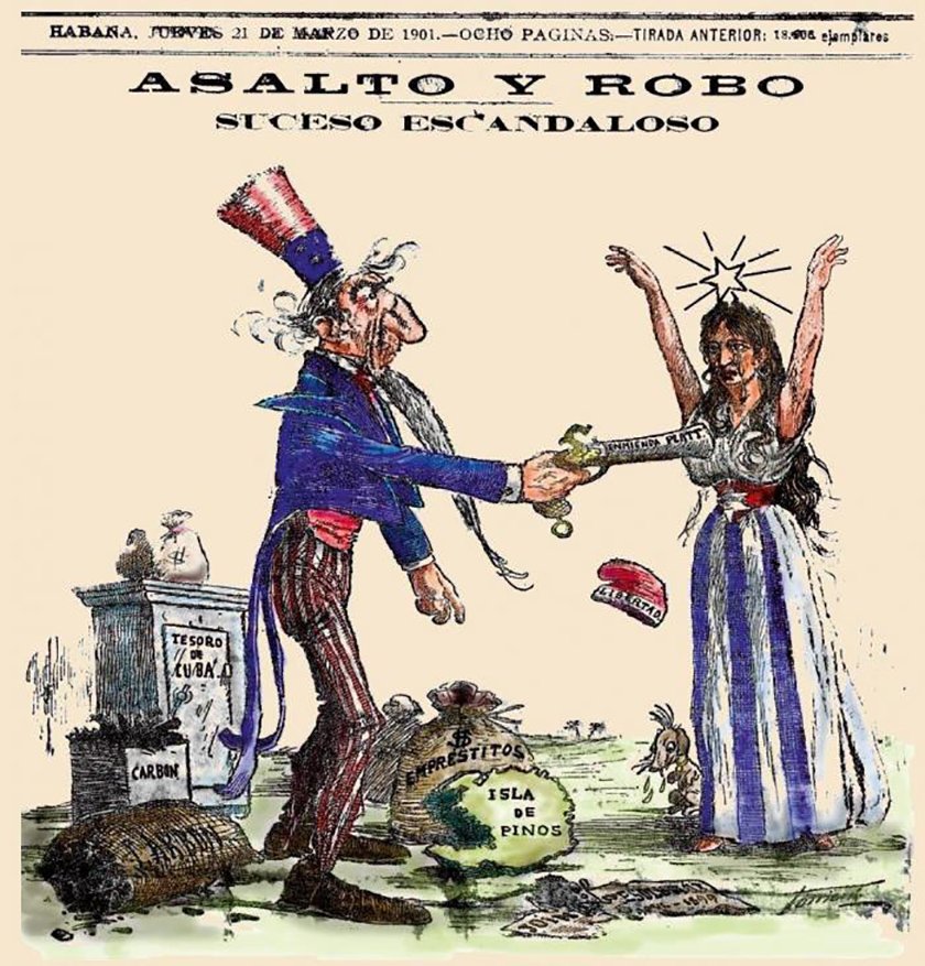 No hay nada nuevo en las pretensiones de #USA con #Cuba 
(Caricatura de 1901). #CDRCuba #UnidosXCuba #CubaVencerá