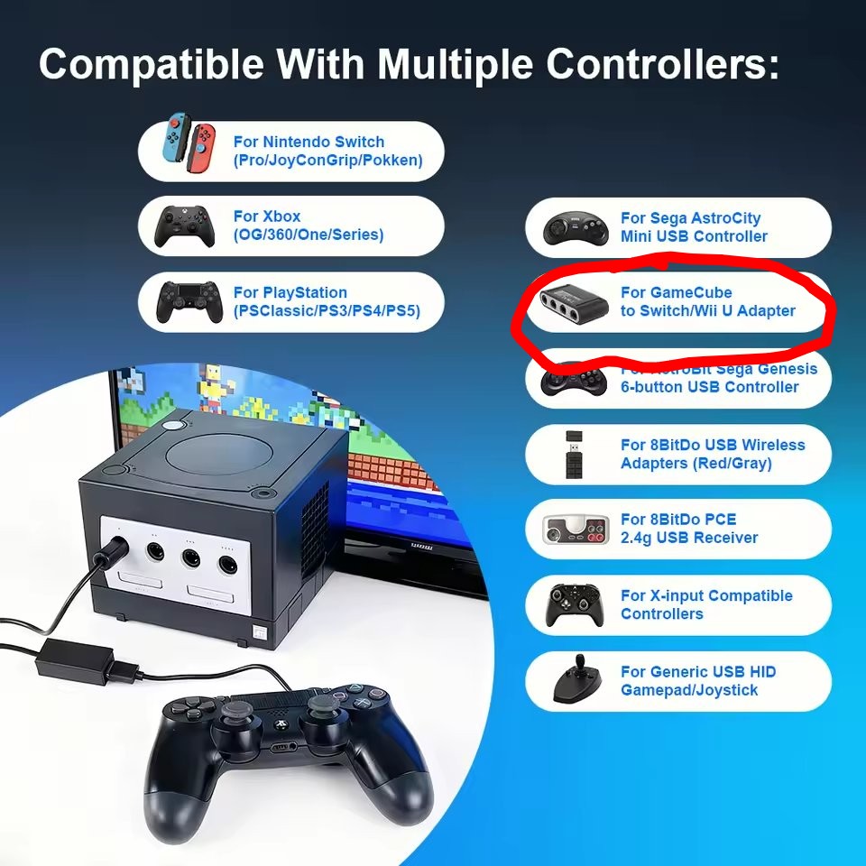 adapter that makes your gamecube compatible with a gamecube adapter