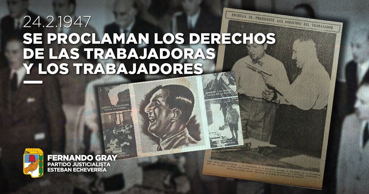 Al cumplirse un año del triunfo conmovedor del general Perón en las urnas, nuestro líder dio cátedra de justicia social y fue un ejemplo único en la región. Un día como hoy, en 1947, el pueblo argentino fue testigo privilegiado de la proclamación de los derechos de las