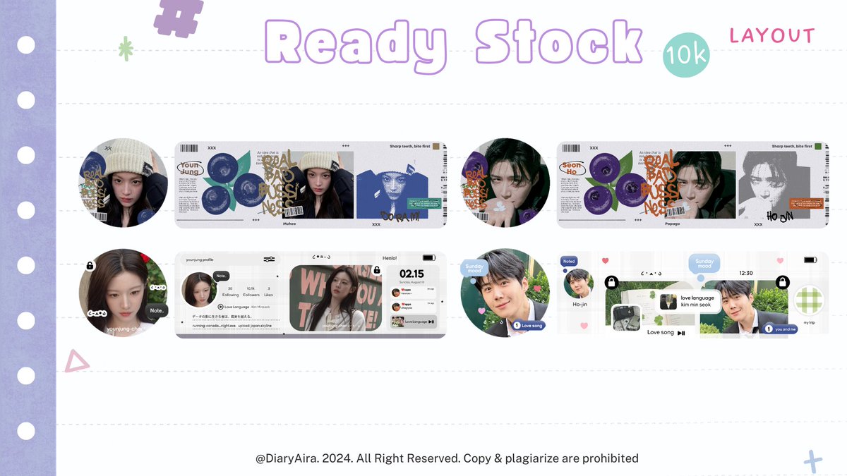 DiaryAira's tweet image. Help rt! 🫶🏻

Heyyow! Aku ada ready stock layout seri #CanThisLoveBeTranslated ☘️ yang bisa kamu bawa pulang sekarang juga😽❤️

Free retext yaw🥹💌

#zonaba #zonauang