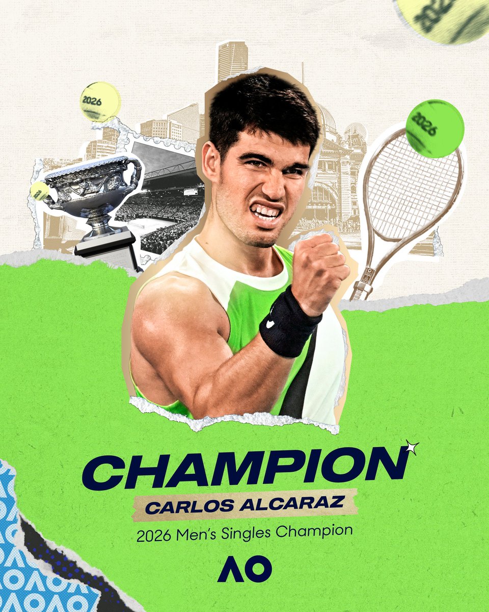 GregX__8's tweet photo. Campeón del Open de Australia. Ya tiene los 4 grandes. Grandísimo Carlos Alcaraz. https://t.co/VIeWjtpZI7