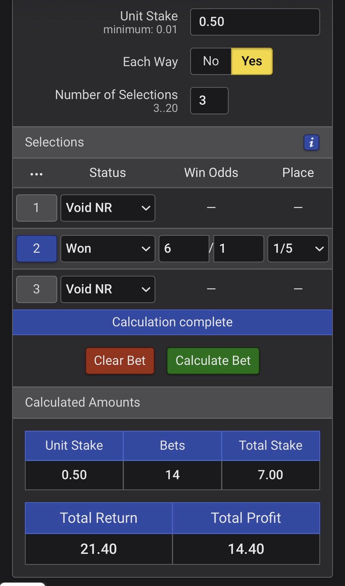 edcollo's tweet photo. @bet365help could you explain this please? 2 non runners in my patent and a 6/1 winner but you are asking me to cash out for £10.48? Should be £21.40 https://t.co/ZHsZmt6FFZ