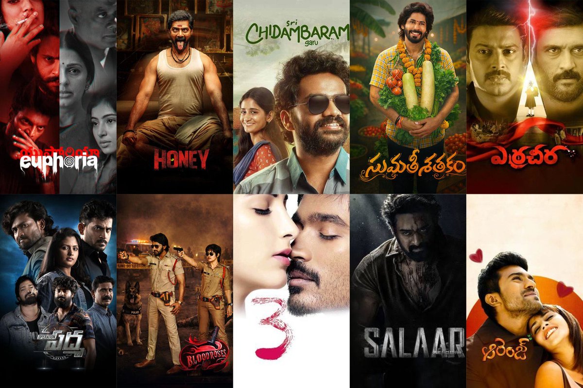 Narendra4News's tweet photo. Releasing this week | Telugu
1. #EUPHORIA
2. #Honey
3. #Erracheera
4. #OperationPadma
5. #BloodRoses
6. #Gharga
7. #LaggamTime
8. #SriChidambaramGaru
9. #SumathiSathakam
10. #Withlove (D)
11. #Orange4K (RR)
12. #Salaar (RR)
13. #3Movie (D+RR) https://t.co/H3zKN5FM7i