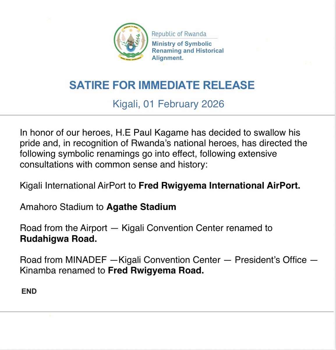 🚨 FOR IMMEDIATE RELEASE 🚨

Happy Heroes Day.

#MillenZMovementRw