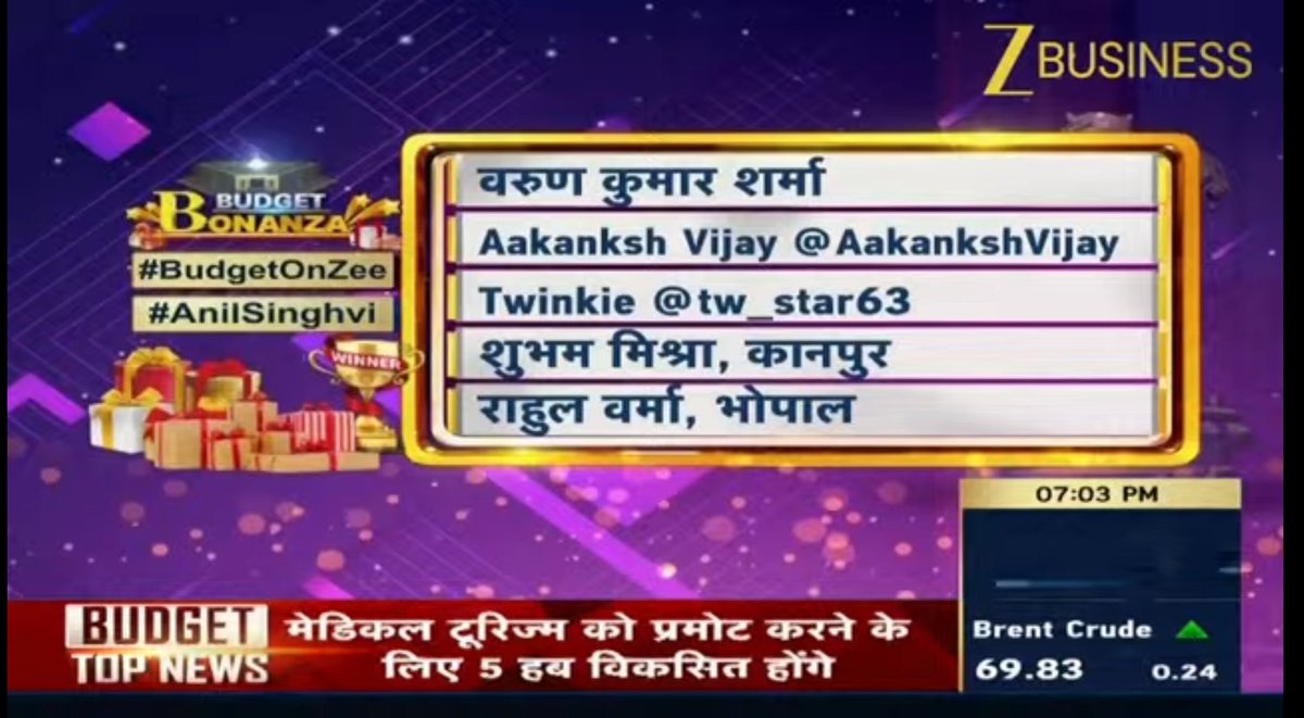 Question - 1️⃣6️⃣ winners in #BudgetOnZee #AnilSinghvi contest by <a href="/ZeeBusiness/">Zee Business</a> 

Congratulations all 💐