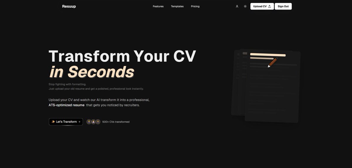 bartwocuk's tweet photo. EN: finally shipped resuup.  upload old cv  ->  pick new template  ->  ai transfers everything automatically
zero manual effort.  
-------------------------- 
TR: resuup yayında. 
eski cv’yi yükle -> yeni template seç -> ai her şeyi otomatik aktarsın
link: https://t.co/GcySaJaIRA https://t.co/kMDrUDOaMN