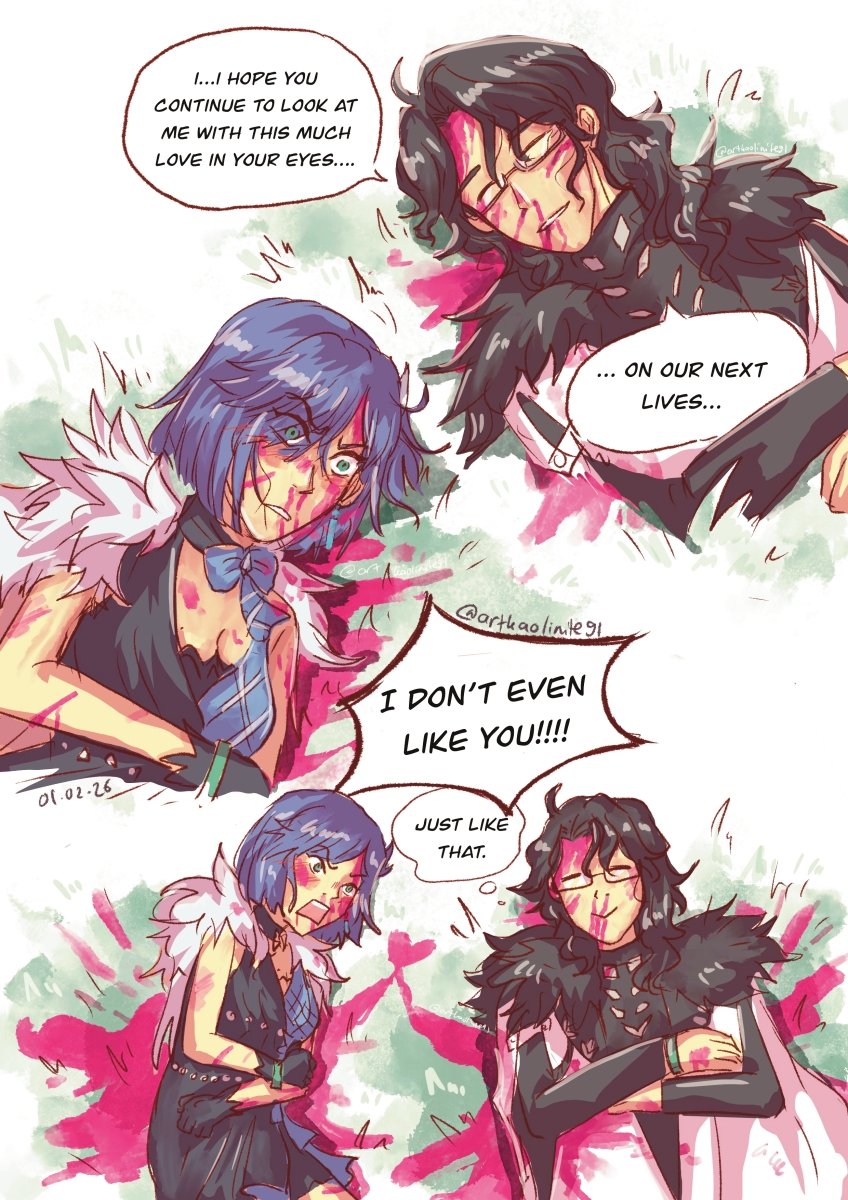 tw: blood (?)

No.
It's also strawberry jam!🍓✨

 #yelone #pantalone #yelan #GenshinImpact