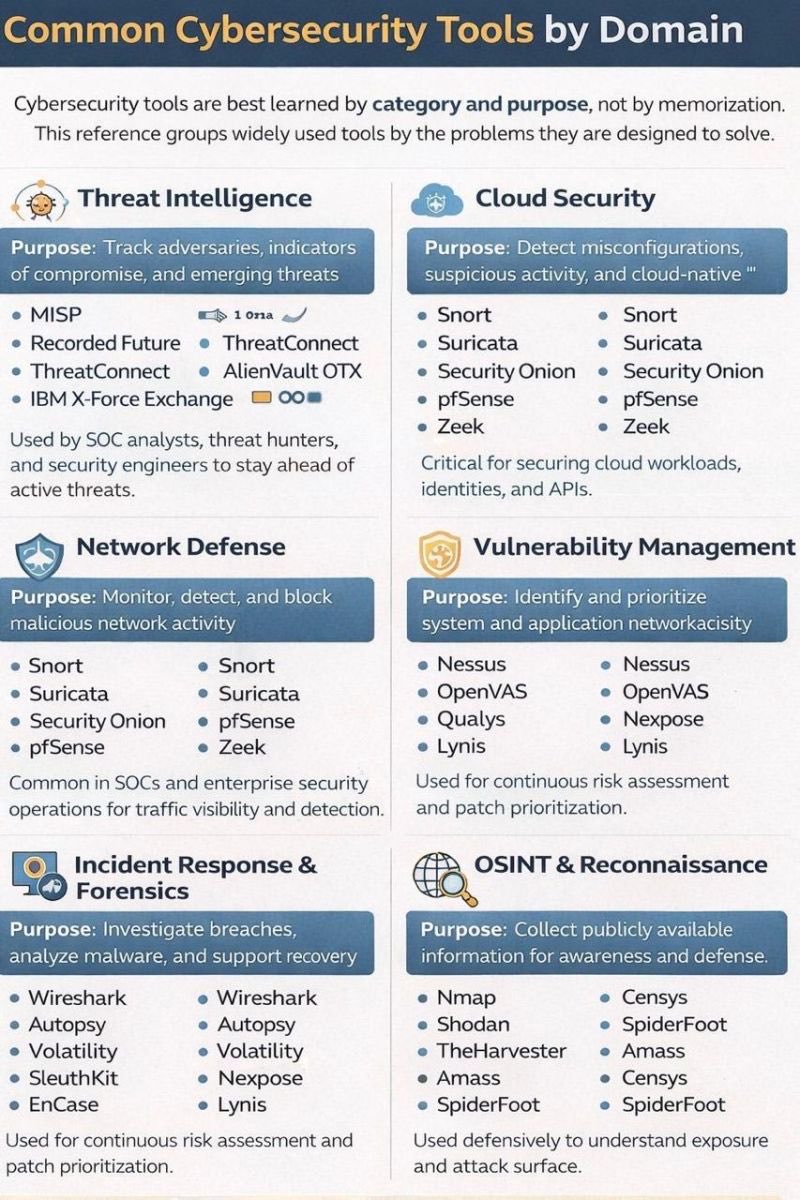 Common Cyber security tool by domain 🪬🪩