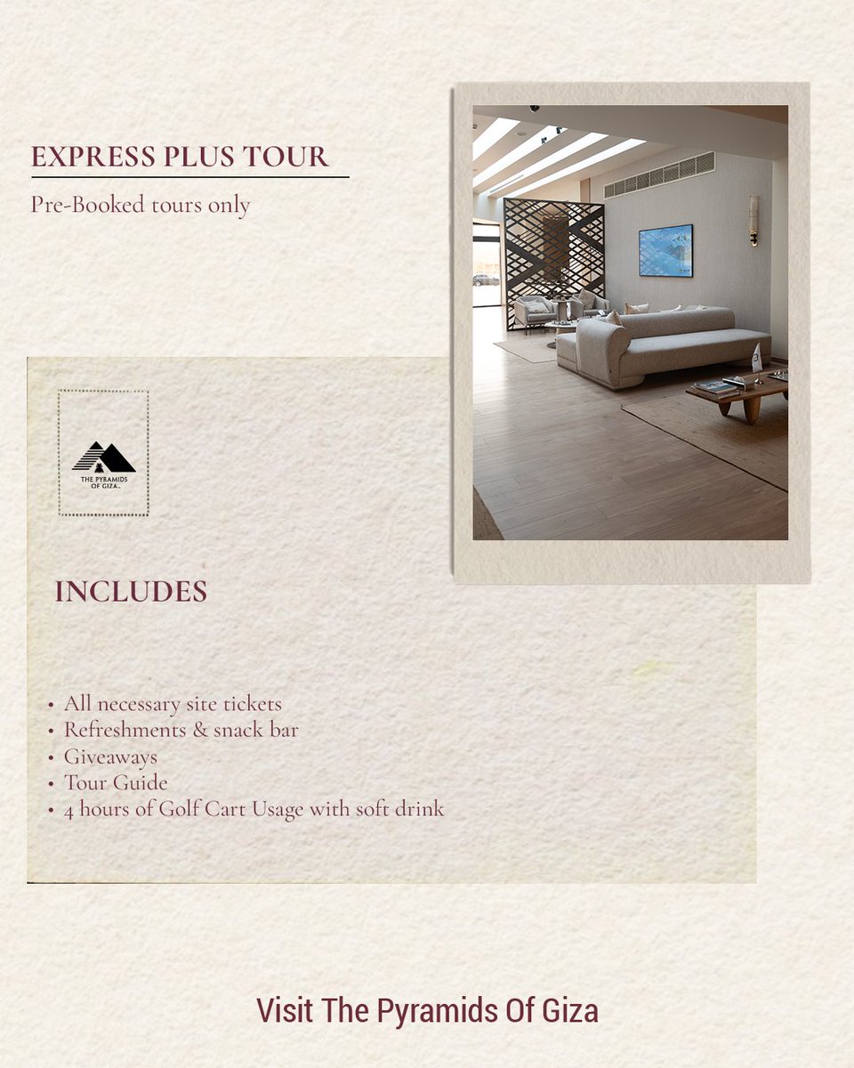 PyramidsOfGiza_'s tweet photo. عش تجربة أهرامات الجيزة بطريقتك مع الجولات الخاصة
للحجز: digital@thepyramidsofgiza.com
Experience the Pyramids of Giza your way with our private tours.
Reserve now: digital@thepyramidsofgiza.com
The Pyramids of Giza | The Experience is New, The Time is Now
#VisitthePyramidsofGiza https://t.co/nFXUTNAb1w