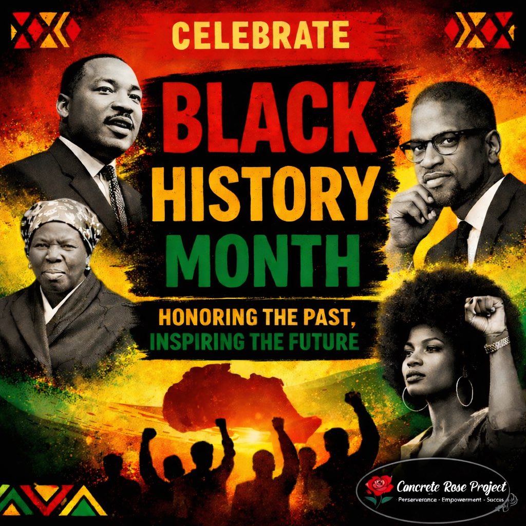 ConcreteRosePro's tweet photo. Honoring the roots, celebrating the culture, and uplifting the future. Concrete Rose Project honors Black excellence today and beyond. ✊🏾🌹 #BlackHistoryMonth #BlackExcellence #HonorTheLegacy #ConcreteRoseProject #CultureAndCommunity https://t.co/XEFaWuu5zL