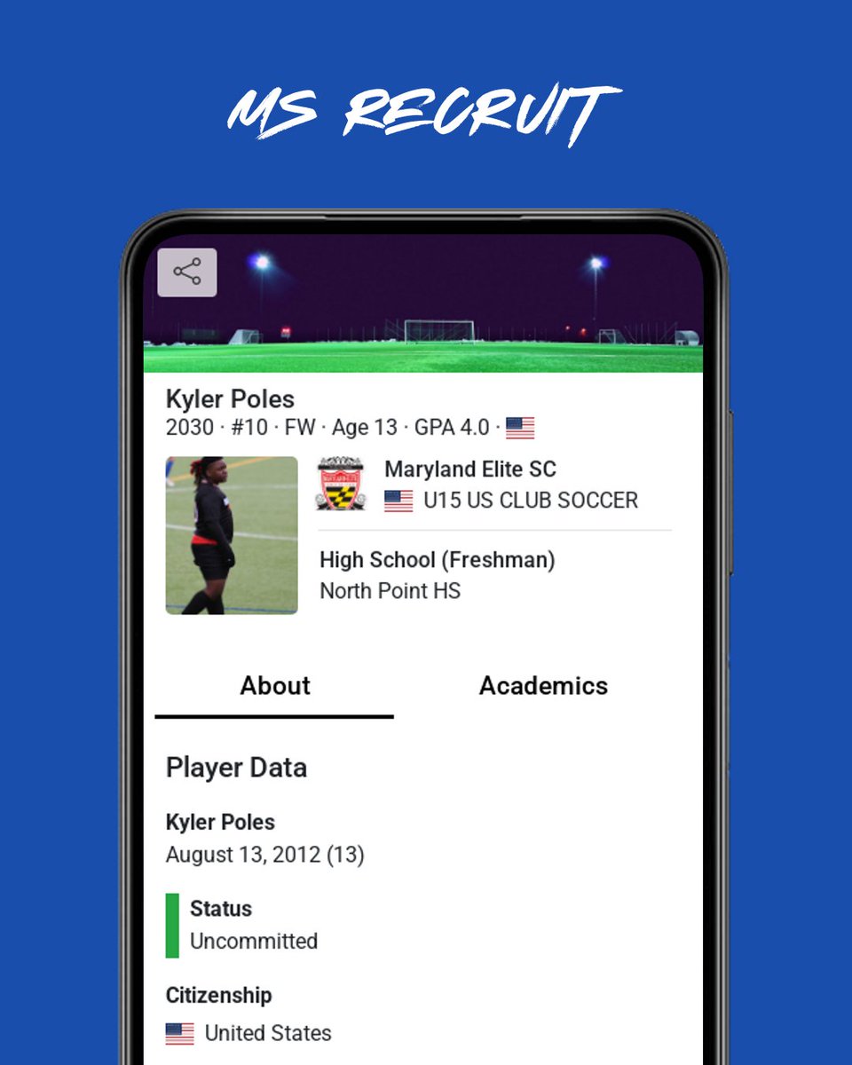 Internespo's tweet photo. 💥Player Spotlight: Kyler Poles

⚽️ 2030 · Forward
🏟️ @marylandelitesc
📍 Waldorf, Maryland

🔗 https://t.co/LSosS4sU7g
•
•
•
•
#ncaa #naia #youthsoccer #collegesoccer #recruiting https://t.co/NQDVCMtaD7