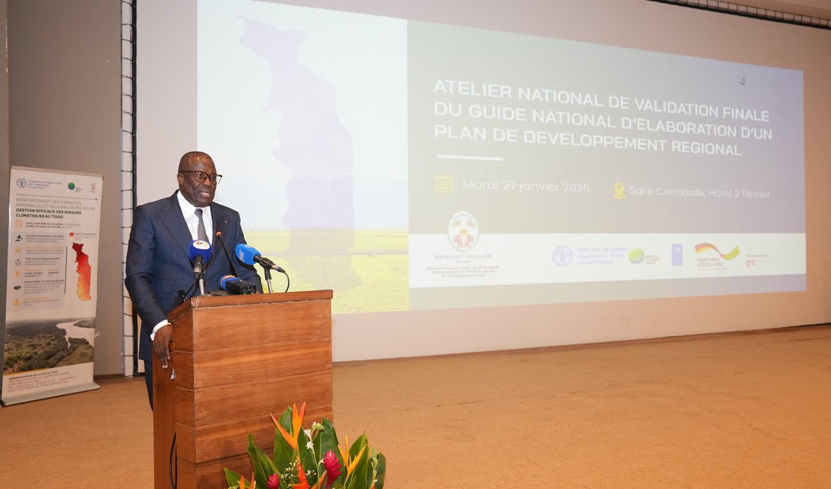 FAOauTogo's tweet photo. Dans le cadre d'une gouvernance territoriale renforcée, @FAOauTogo a appuyé ce2⃣7⃣/0⃣1⃣, @GouvTg dans l'organisation de l’atelier national de validation finale du Guide national d’élaboration du Plan de Développement Régional, sur le projet #NAPReadiness financé par @theGCF.
1/2 https://t.co/ax3EoxpzwS