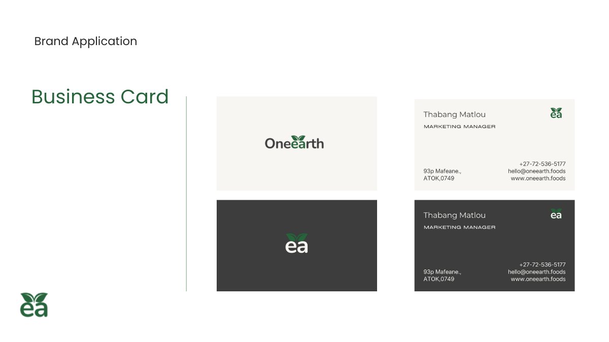 Final project completed.

Translating mission into visual storytelling, brand essence, colour system, and application for Oneearth.

Visibility comes from finishing, not perfection.

#CreateWithALX
<a href="/alx_africa/">ALX Africa</a>