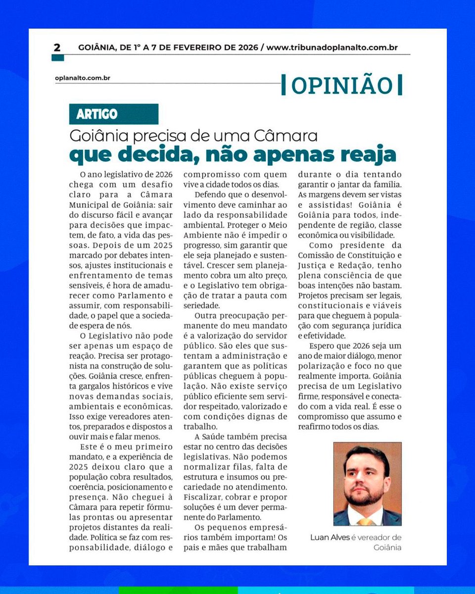 luanalvesgo's tweet photo. O ano legislativo de 2026 começa com um desafio claro: sair do discurso e avançar para decisões que impactem, de fato, a vida dos goianienses. 🏛️🚀

Como presidente da CCJ, reafirmo meu compromisso com um parlamento técnico, transparente e conectado com a realidade das ruas. 📰 https://t.co/R7GsryKREG