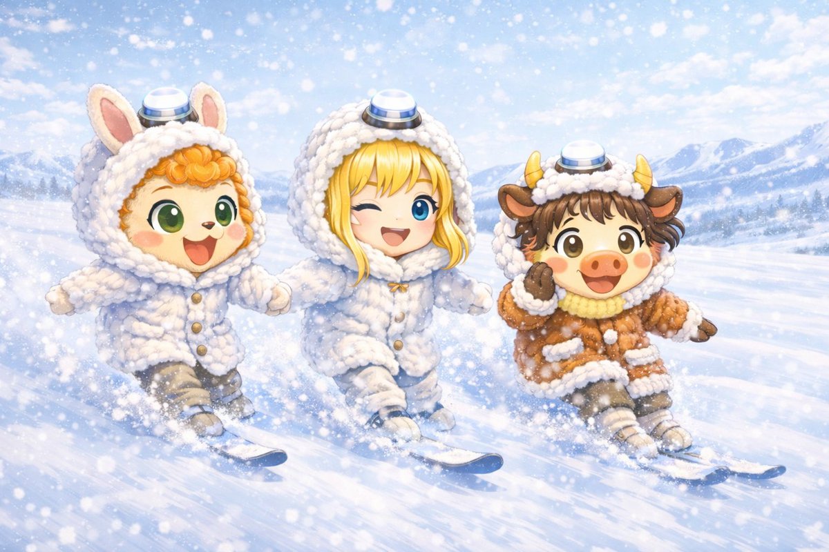 MARIOKIverse_x's tweet photo. ❄️🎿 大空へ！天使たちのスキージャンプ🪽｜Snow Angel Adventure

急斜面から一気にジャンプ！
天使たちのウィンターアドベンチャー❄️🎿

……そして、まさこの髪に小さな異変(；・∀・)

#天使 #Angel
#スキー #スキージャンプ
#雪景色 #オーロラ
#ファンタジー #かわいい
#marioki #mariokiverse https://t.co/PO1Khkb0YG