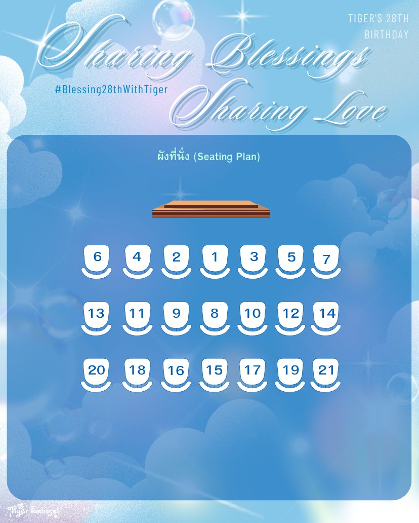 🫧🩵 𝐒𝐡𝐚𝐫𝐢𝐧𝐠 𝐁𝐥𝐞𝐬𝐬𝐢𝐧𝐠𝐬,𝐒𝐡𝐚𝐫𝐢𝐧𝐠  𝐋𝐨𝐯𝐞 : 𝗧𝗶𝗴𝗲𝗿’𝘀 𝟮𝟴𝘁𝗵 𝗕𝗶𝗿𝘁𝗵𝗱𝗮𝘆 🎂

⌒✿ ประกาศรายชื่อผู้มีสิทธิ์เข้าร่วมงาน อย่างเป็นทางการ

ลิงก์ประกาศรายชื่อ (Link to the list announcement)
🔗 docs.google.com/spreadsheets/d…

⚠️ ผู้มีสิทธิ์เข้าร่วมงานทั้ง 21