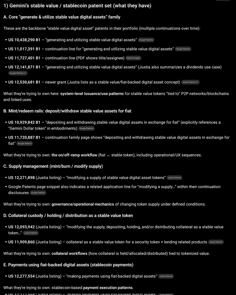 ReggieMiddleton's tweet photo. Stablecoin regulation just picked winners—and created tension.

The GENIUS Act hard-codes issuer controls—1:1 reserves, audits, disclosures, freezes, eligibility—mirroring the architectures long built by crypto-native firms like Gemini, Coinbase, and Kraken (some of which have specifically relevant patent portfolios). Money-center banks now face the choice: build crypto-grade rails and compete or partner. Stablecoins aren’t monopolized, but compliant designs are narrowing fast, reshaping who can realistically issue at scale. Note:the  black output below is AI generated, and not my opinion and I neither endorse or substantiate it. There is no representsrion of accuracy or fitness and nothing here is to be construed as legsl advice. I am not a lawyer and not as smart as those other guys.