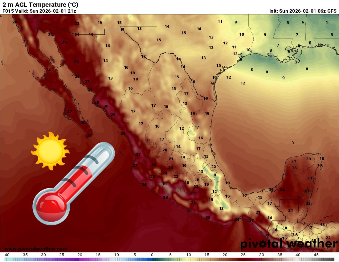 InfoMeteoro's tweet image. 🚨PRONÓSTICO Domingo 1/feb/2026

⚠️#AireÁrtico con tarde fresca en el norte, noreste, centro, oriente y sureste, y frío en horas nocturnas; nieblas en montañas y heladas en zonas altas

🌡️AMBIENTE DIURNO☀️
🥶0-9ºC Sierra Madre Oriental 
🥶10-20ºC norte, noreste, centro, oriente…