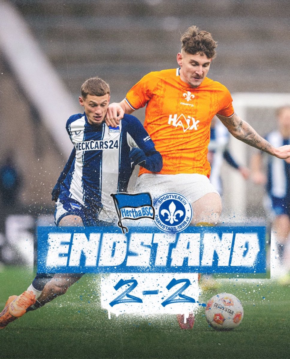 HerthaBerlinSC's tweet photo. Abpfiff. Wir teilen uns die Punkte mit dem SV Darmstadt 98. 🔚
#BSCSVD #HaHoHe https://t.co/FZh8mMvFuu