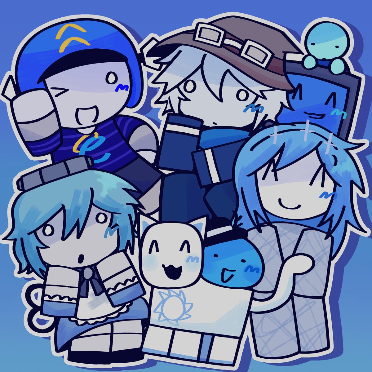 blue roblox characters from diff games