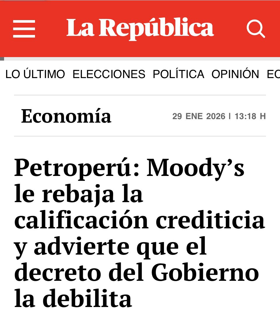 Después del último informe Moody’s que advierte sobre posible default por DU 010-2025, los fondos norteamericanos solo quieren saber quién les va pagar sus bonos <a href="/petroperu_sa/">Petroperú S.A.</a>. <a href="/josejeriore/">José Jerí</a> Ministra <a href="/MEF_Peru/">Ministerio de Economía y Finanzas</a> y <a href="/LuisDelCarpio_C/">Luis Del Carpio</a> NO RESPONDEN. ¿Por qué?