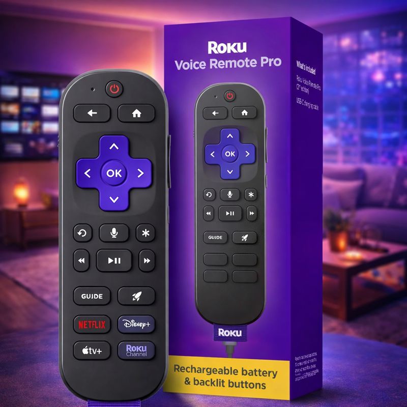 Hometechsupply's tweet photo. Stop searching for your remote🔍
The Roku Voice Remote Pro (2nd Ed.) has:
🗣️Hands-free voice control🌙Backlit buttons🔋Rechargeable battery📍Lost remote finder
📌Works with all Roku TVs &amp; players. 
https://t.co/nfTV1rZTHy

#Roku #RokuRemote #StreamingTech #SmartHome #voiceremote https://t.co/LNt5qy10bP