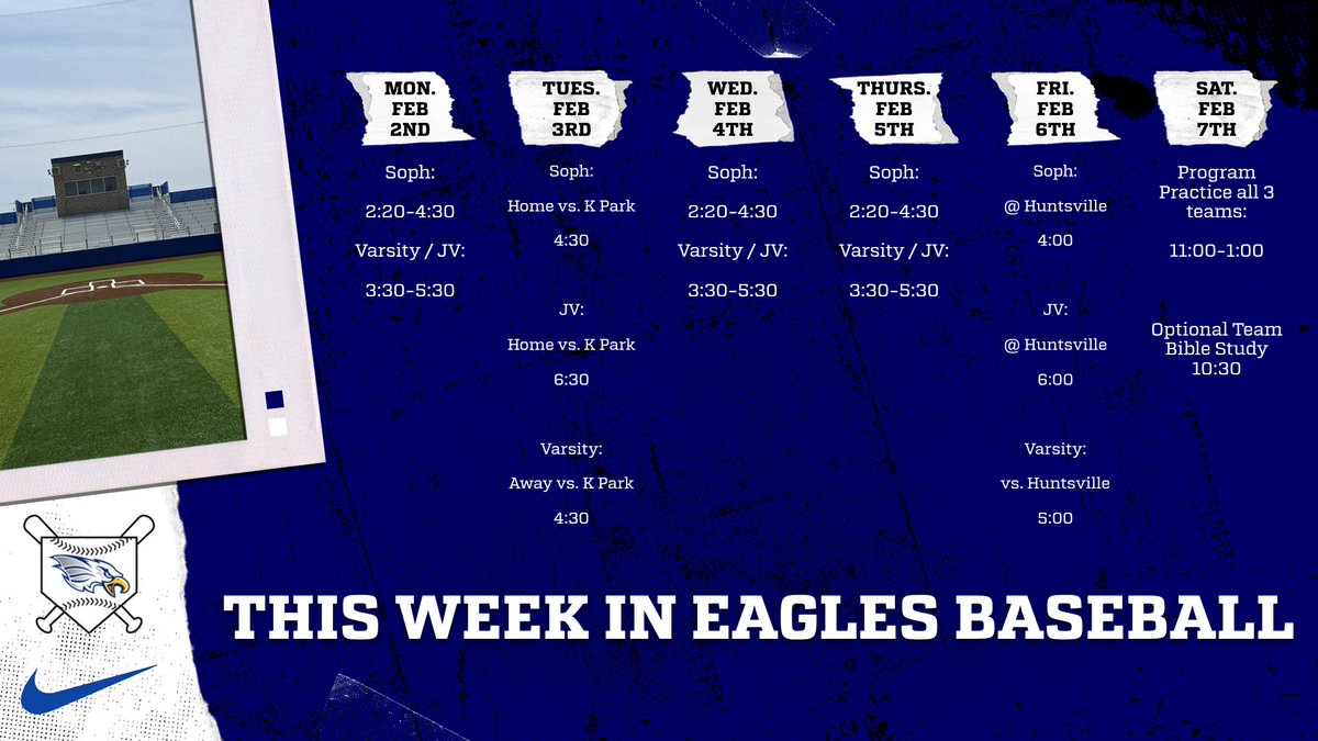 NewCaneyBsball's tweet photo. Two opportunities to support your Eagles baseball team this week. Our Sub Varsity teams are hosting Kingwood Park on Tuesday and Varsity will be hosting Huntsville on Friday! https://t.co/uurV8kTQKr