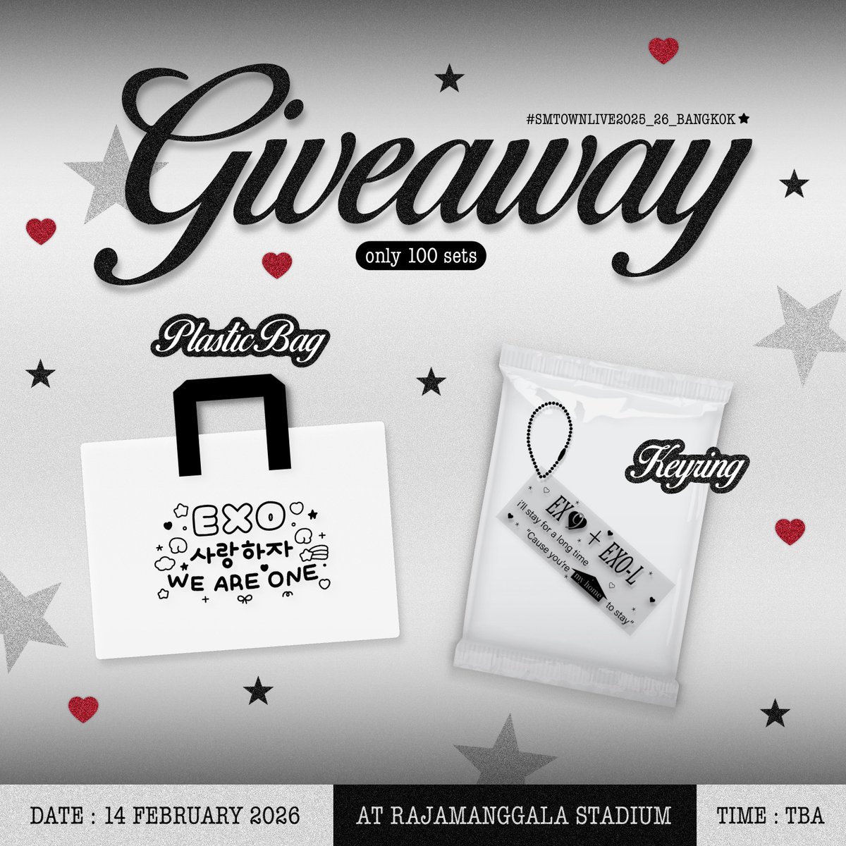 =͟͟͞♡ Giveaway For EXO-L แอ๋วเก่า แอ๋วใหม่หรือเราก็เคยเป็นแอ๋ว🩶

✨Plastic Bag
👑Keyring

💥ONLY 100 SETS

🫶🏻first come, first serve🪽

#EXO #EXOL 
#SMTOWNLIVE2025_26_BANGKOK