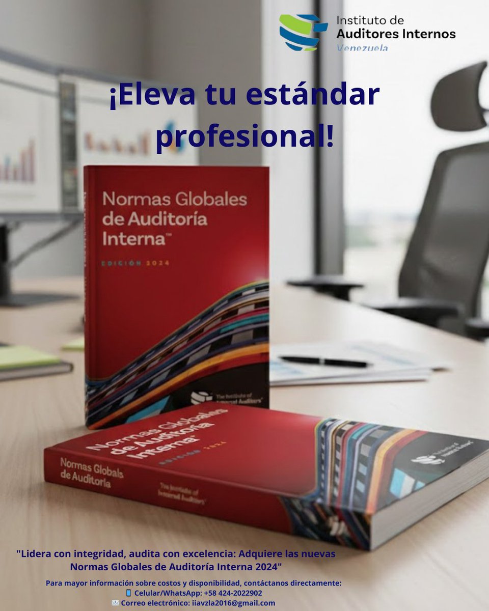 ¿Listo para llevar tu carrera al siguiente nivel? 
📈 Ya están disponibles las nuevas Normas Globales de Auditoría Interna 2024 a través del <a href="/iiavzla/">Instituto de Auditores Internos de Venezuela</a>.

Más info sobre costos y disponibilidad: 
📱 +58 424-2022902 
✉️ iiavzla2016@gmail.com

#Auditoria #IIAVenezuela #Normas2024