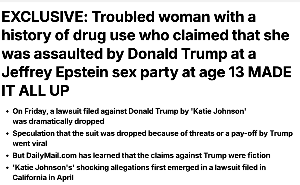 <a href="/esjesjesj/">evan loves worf</a> You're quoting an affidavit that has been publicly available since 2016 from a lawsuit against Trump that was dropped because the woman made the entire thing up