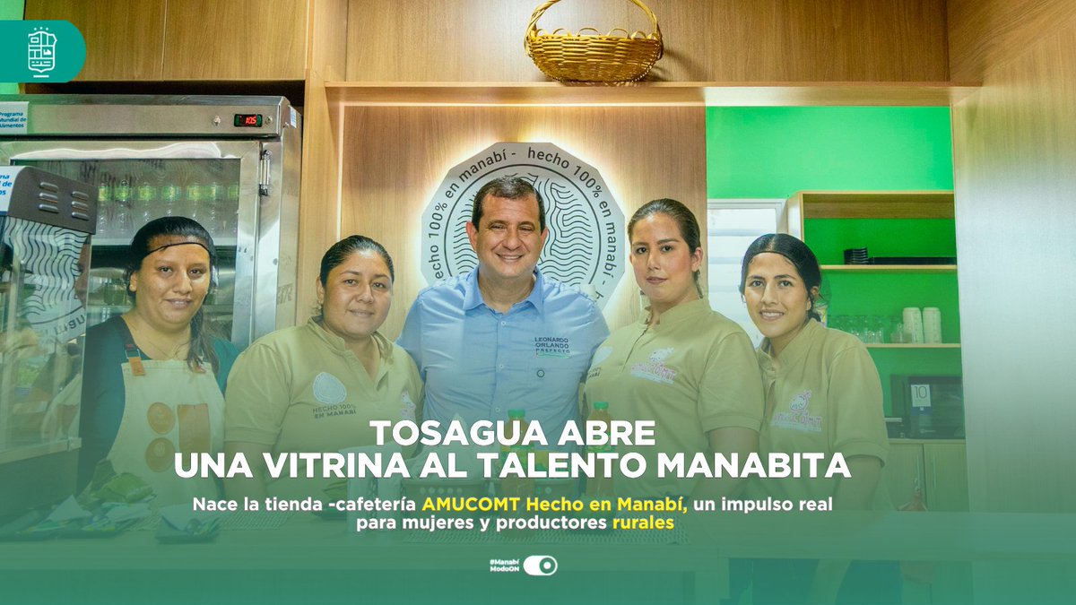 PrefecturManabi's tweet photo. 💚 En Tosagua se abren puertas al emprendimiento manabita.
La tienda–cafetería AMUCOMT Hecho en Manabí impulsa a mujeres rurales y productores de la Agricultura Familiar Campesina, fortaleciendo la economía local y llevando oportunidades reales al territorio.
Link de la noticia ➡️https://t.co/gvqAIt3wRk