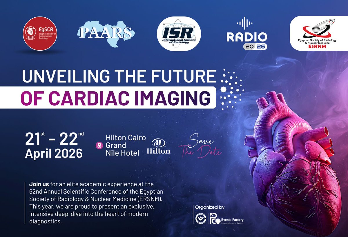 Pco_Academy's tweet photo. Join EgSCR &amp; ESRNM for "Unveiling the Future of Cardiac Imaging"—a s
#Cairo
#EgyptEventsxpert-led scientific sessionsO
#ESRNM
#CardiacRadiology
#CardiacImaging
#FutureOfImaging
#MedicalEducation
#Radiologists
#Cardiologists
#HealthcareInnovation
#Cairo
#EgyptEvents https://t.co/2g1KgMrI4v
